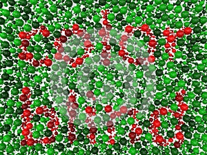 Color blindness test with spheres. 3d illustration