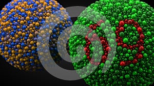 Color blindness test with spheres. 3d illustration