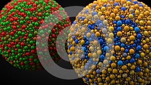 Color blindness test with spheres. 3d illustration