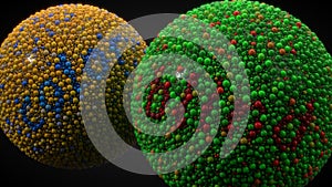 Color blindness test with spheres. 3d illustration