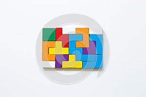 Color blocks on white background. Creative thinking, idea, problem solving, success concept