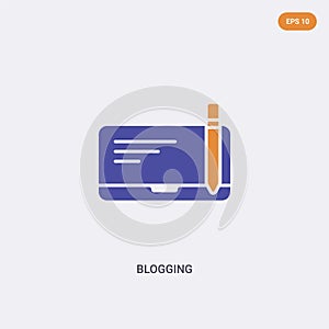 2 color Blogging concept vector icon. isolated two color Blogging vector sign symbol designed with blue and orange colors can be