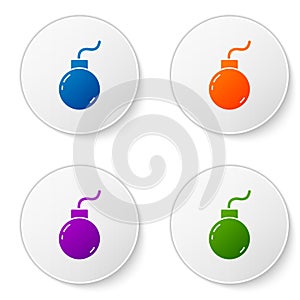 Color Bomb ready to explode icon isolated on white background. Set icons in circle buttons. Vector
