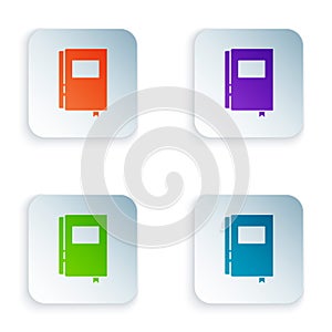 Color Book icon isolated on white background. Set colorful icons in square buttons. Vector