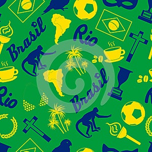 Color brazil icons and symbols seamless pattern eps10