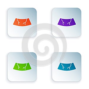 Color Broken windshield cracked glass icon isolated on white background. Set colorful icons in square buttons. Vector