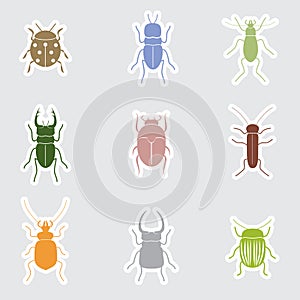 Color bugs and beetles stickers