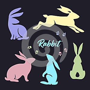 Color bunny silhouettes vector illustration