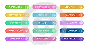Color buttons flat design. Web and ui application color button icon for modern website. Buttons set with different