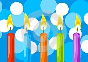 Color candles background. Happy Birthday and party illustration.