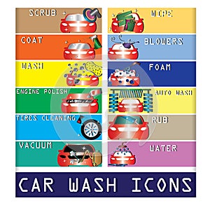 Color car wash icons