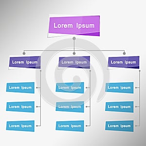 Color Card Organizational Chart Infographic, Multiple Color, Business Structure Concept, Business Flowchart Work Process, Vector I