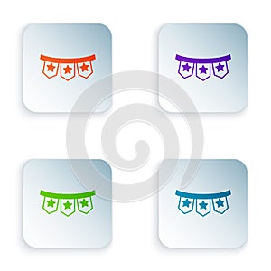 Color Carnival garland with flags icon isolated on white background. Party pennants for birthday celebration, festival