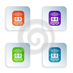 Color Cassette tape player icon isolated on white background. Vintage audio tape recorder. Set colorful icons in square