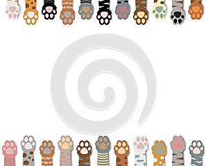 Color Cat Paw Border Isolated White background