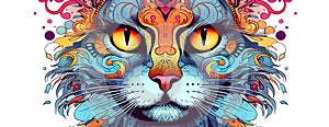 Color cat tatoo, AI generated