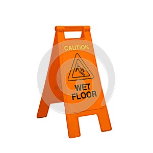 Color caution wet floor signs on white