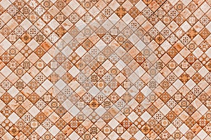 Color ceramic tiles with abstract patterns, mosaic texture background