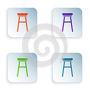 Color Chair icon isolated on white background. Set colorful icons in square buttons. Vector