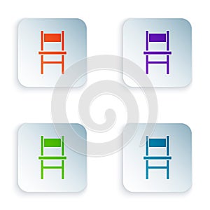 Color Chair icon isolated on white background. Set colorful icons in square buttons. Vector