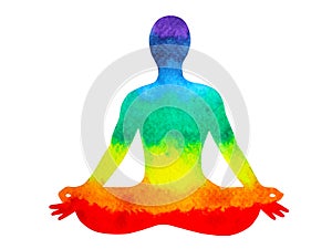 7 color chakra human lotus pose yoga, abstract world, universe