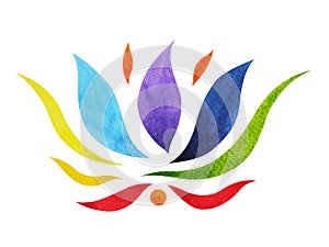 7 color of chakra symbol concept, flower floral, watercolor painting