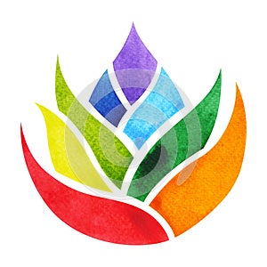 7 color of chakra symbol concept, flower floral, watercolor painting