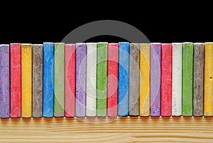Color chalks arranged in line