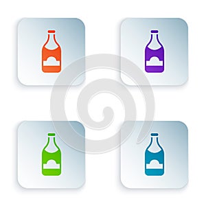Color Champagne bottle icon isolated on white background. Merry Christmas and Happy New Year. Set colorful icons in photo