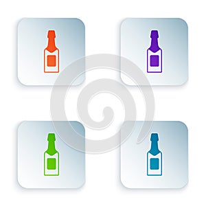 Color Champagne bottle icon isolated on white background. Set colorful icons in square buttons. Vector