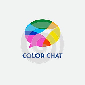 Color chat logo. Language school logo. Conversational club icon. Chat logo.