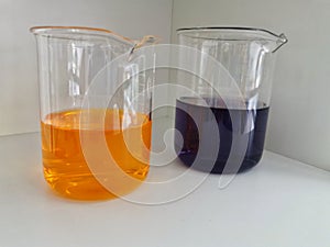 The color chemical in class beaker lab equipment medical science laboratory University Research