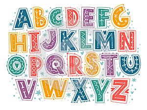 Color childish font. Vector set