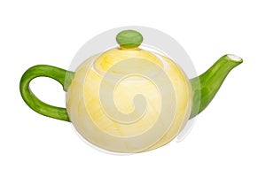 Color china teapot isolated on white.