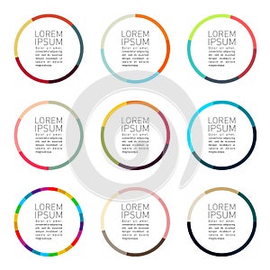 Color circle sector badges set