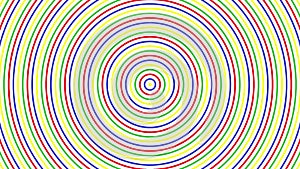 Color circles simple flat geometric on white background loop. Colored rounds radio waves endless creative animation. Multicolor