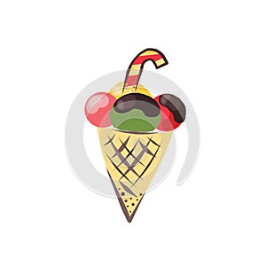 Color clip art of multi-colored ice cream.