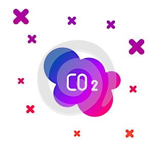 Color CO2 emissions in cloud icon isolated on white background. Carbon dioxide formula, smog pollution concept