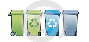 Color-coded recycling bins for efficient waste segregation