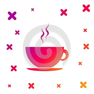 Color Coffee cup icon isolated on white background. Tea cup. Hot drink coffee. Gradient random dynamic shapes. Vector