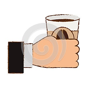 Color coffee cuppa in the hand icon