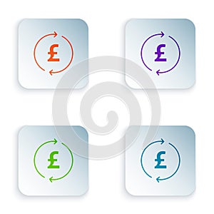Color Coin money with pound sterling symbol icon isolated on white background. Banking currency sign. Cash symbol. Set