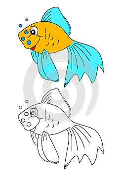 Color coloring book for young children - colorful fish