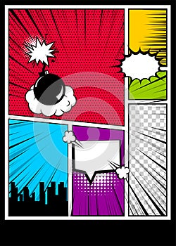 Color comics book cover vertical backdrop