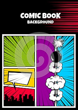 Color comics book cover vertical backdrop