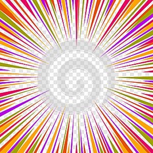 Color Comics Radial Speed Lines graphic effects on Transparent Background. Vector