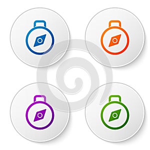 Color Compass icon isolated on white background. Windrose navigation symbol. Wind rose sign. Set icons in circle buttons