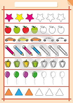 Color and Complete the pattern, Worksheet for kids photo