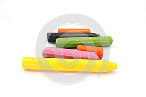 Color Crayon Wax Pencil ,used Crayon  Isolated on White Background