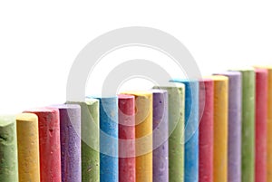Color crayons arranged in line
